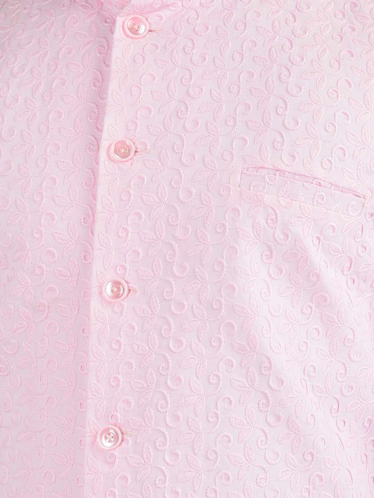 Deyann Pink & White Cotton Regular Fit Embroidered Kurta Set With Jacket