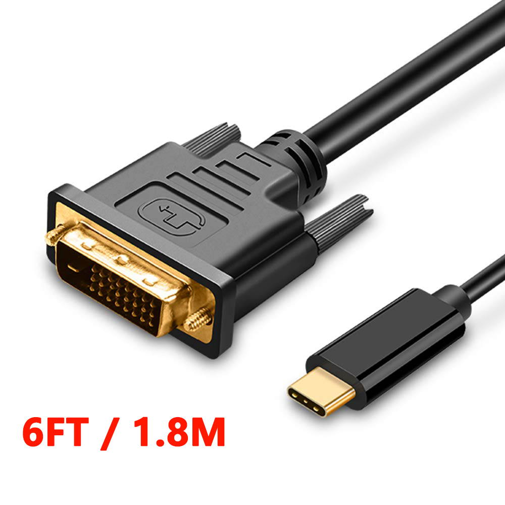 USB C Type C to DVI Cable 4K 30Hz Thunderbolt to DVI Cable 6FT / 1.8M USB Type-C to DVI Female Support 2017-2020 MacBook Pro,Surface Book 2, Dell XPS 13,Galaxy S10