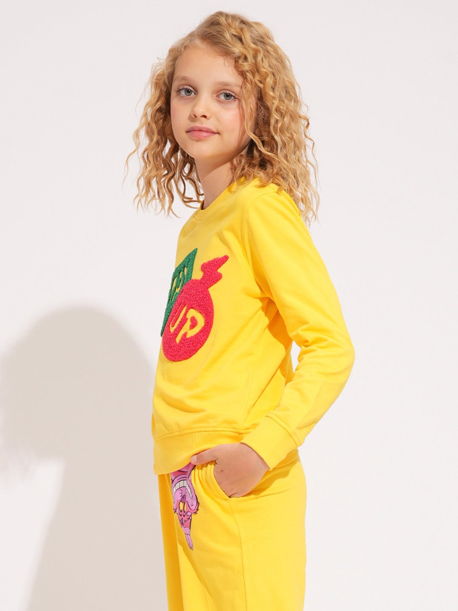 VERO MODA GIRL Kids Daffodil Cotton Graphic Sweatshirt