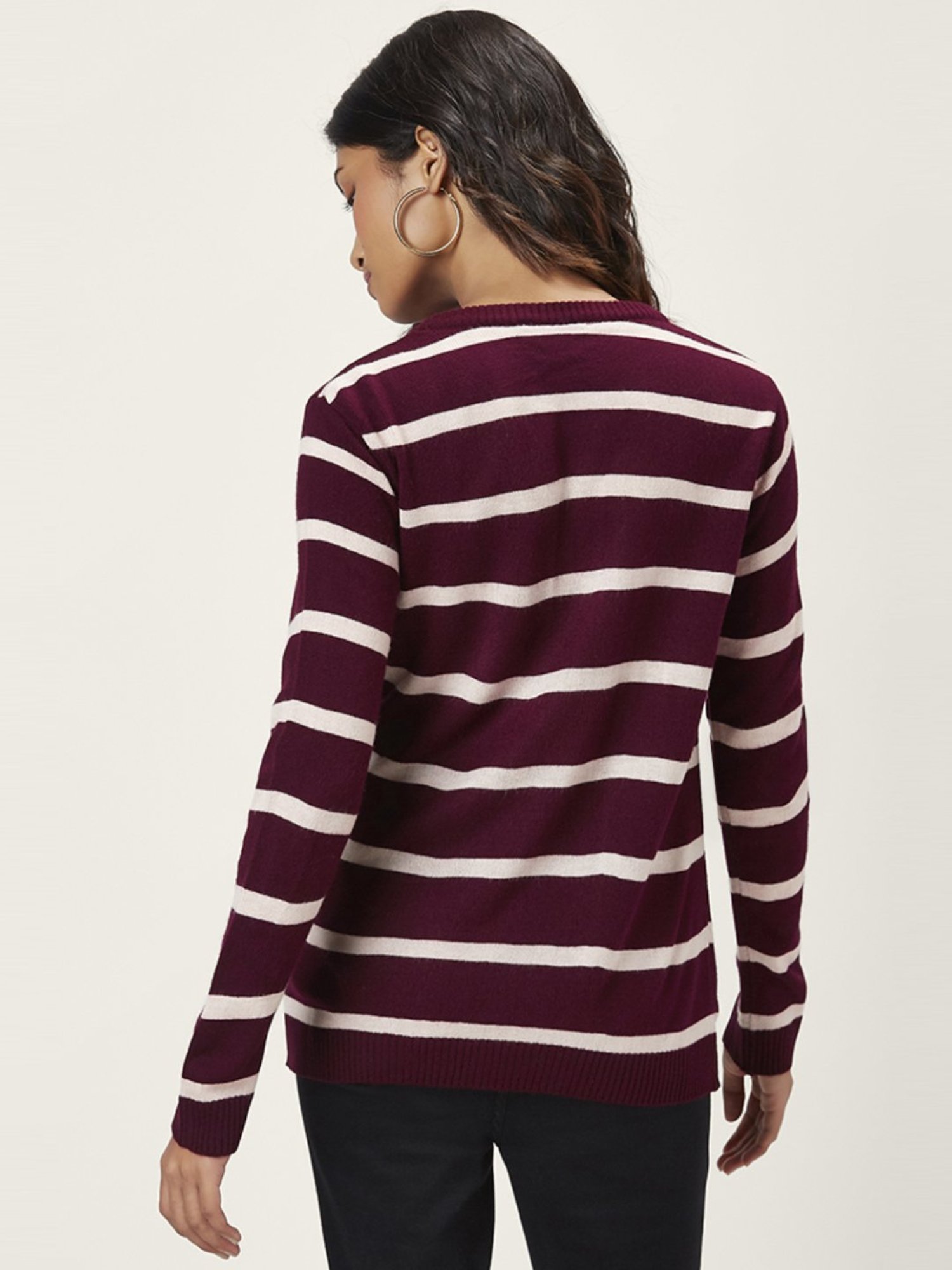 Honey by Pantaloons Maroon Striped Sweater