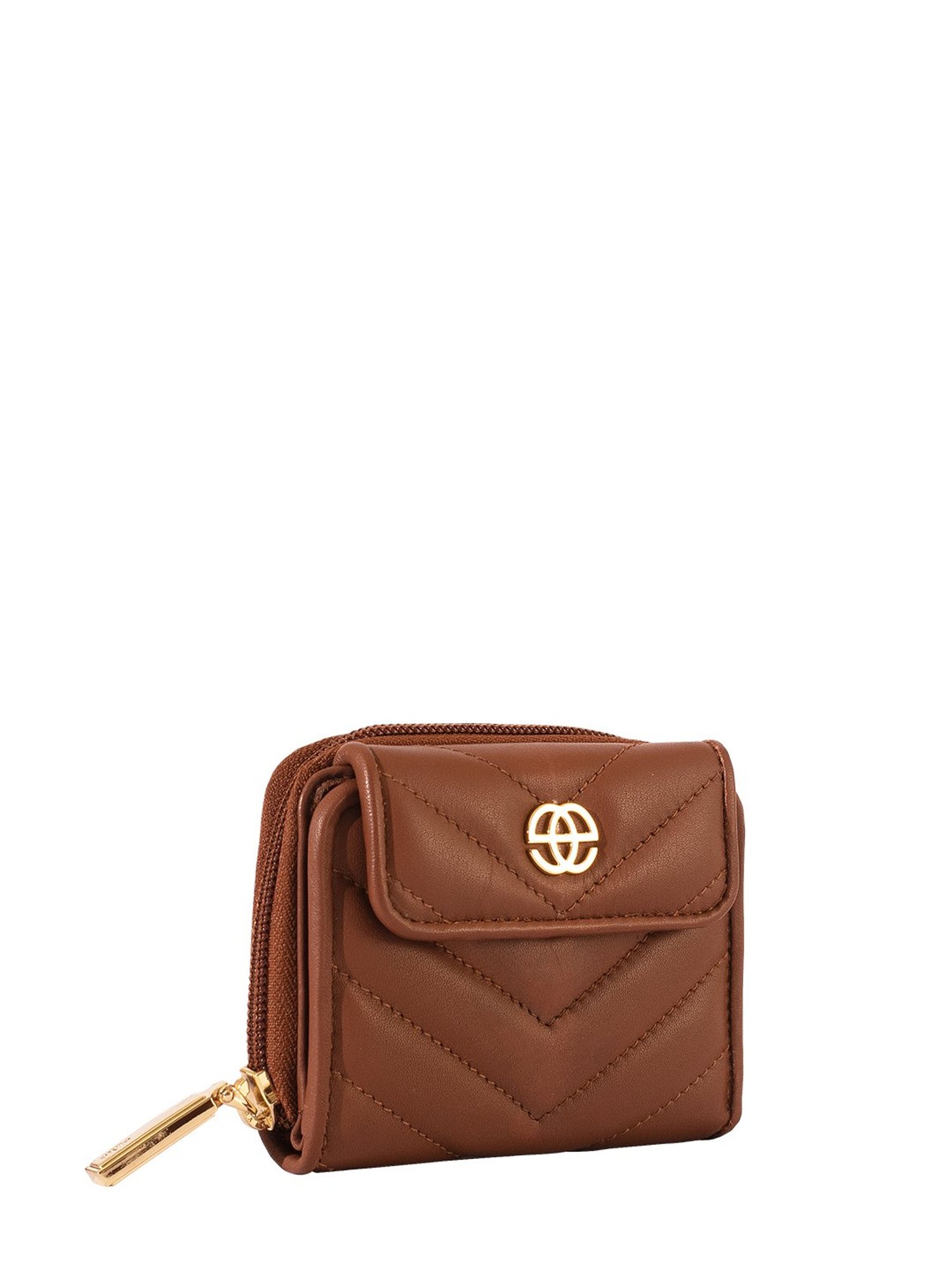 Eske Brown Quilted Zip Around Wallet for Women