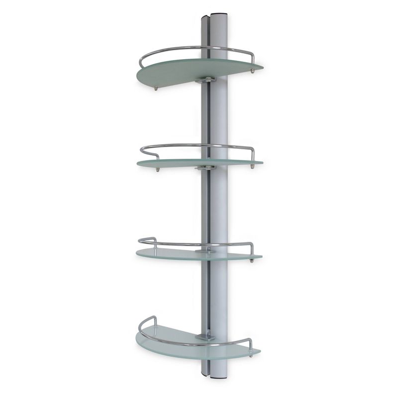 4 Tier Wall Mount Adjustable Glass Shelving Unit with Aluminum Bars - Danya B.