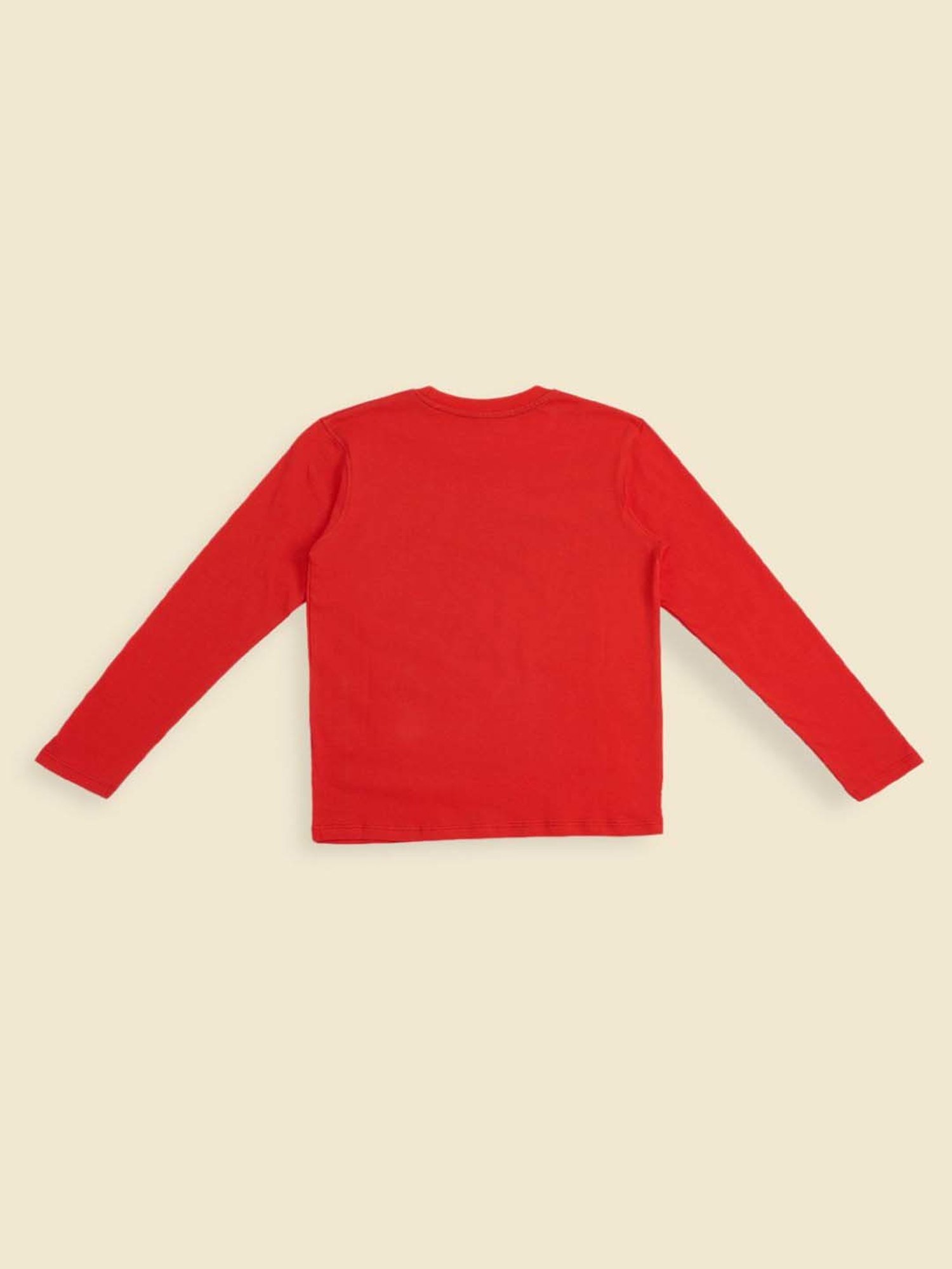 Pantaloons Junior Boys Red Cotton Printed Full Sleeves T-Shirt Set