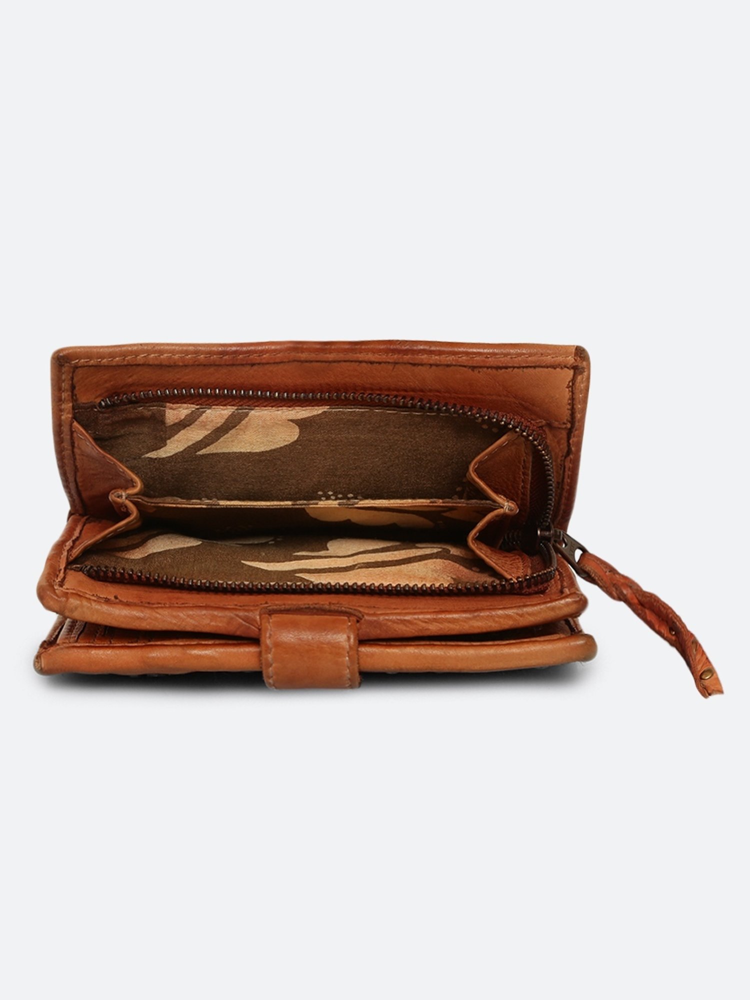 Art N Vintage Lucca Tan Leather Textured  Bi-Fold Wallet for Women