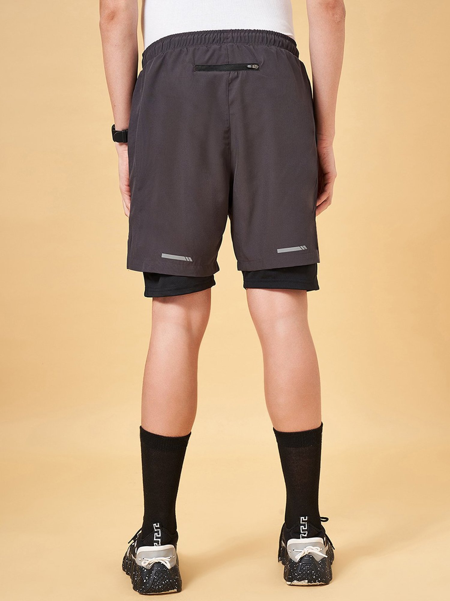 Adidas White Regular Fit Striped Sports Shorts