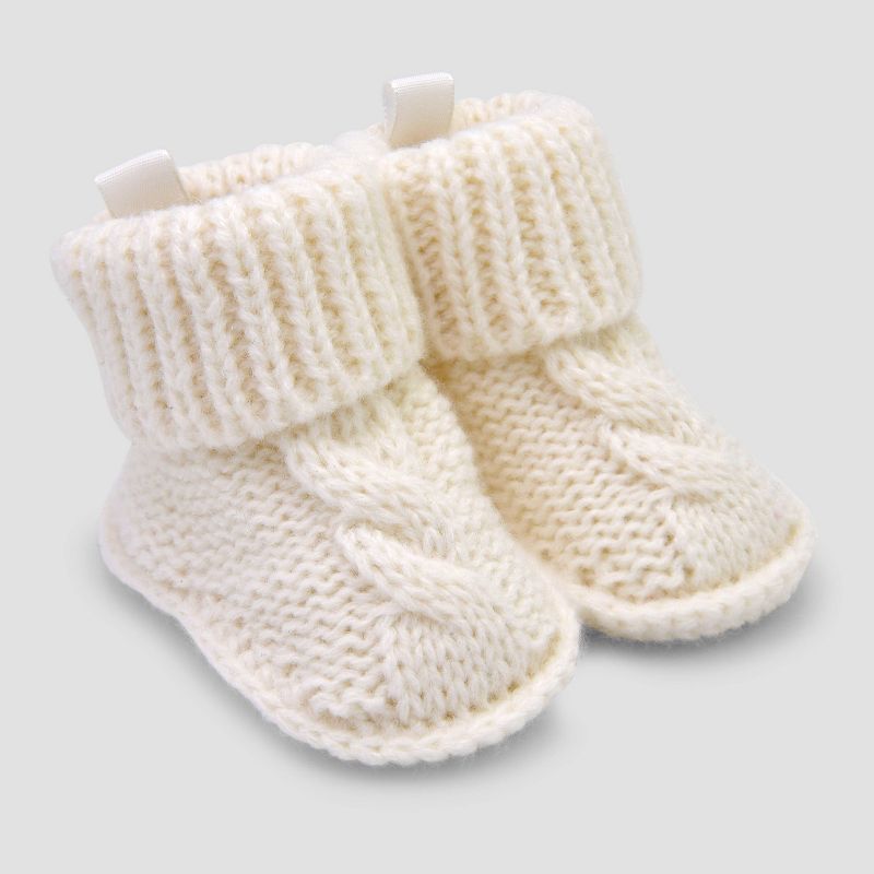 Baby Knitted Cable Slippers - Just One You® made by carter's Ivory Newborn