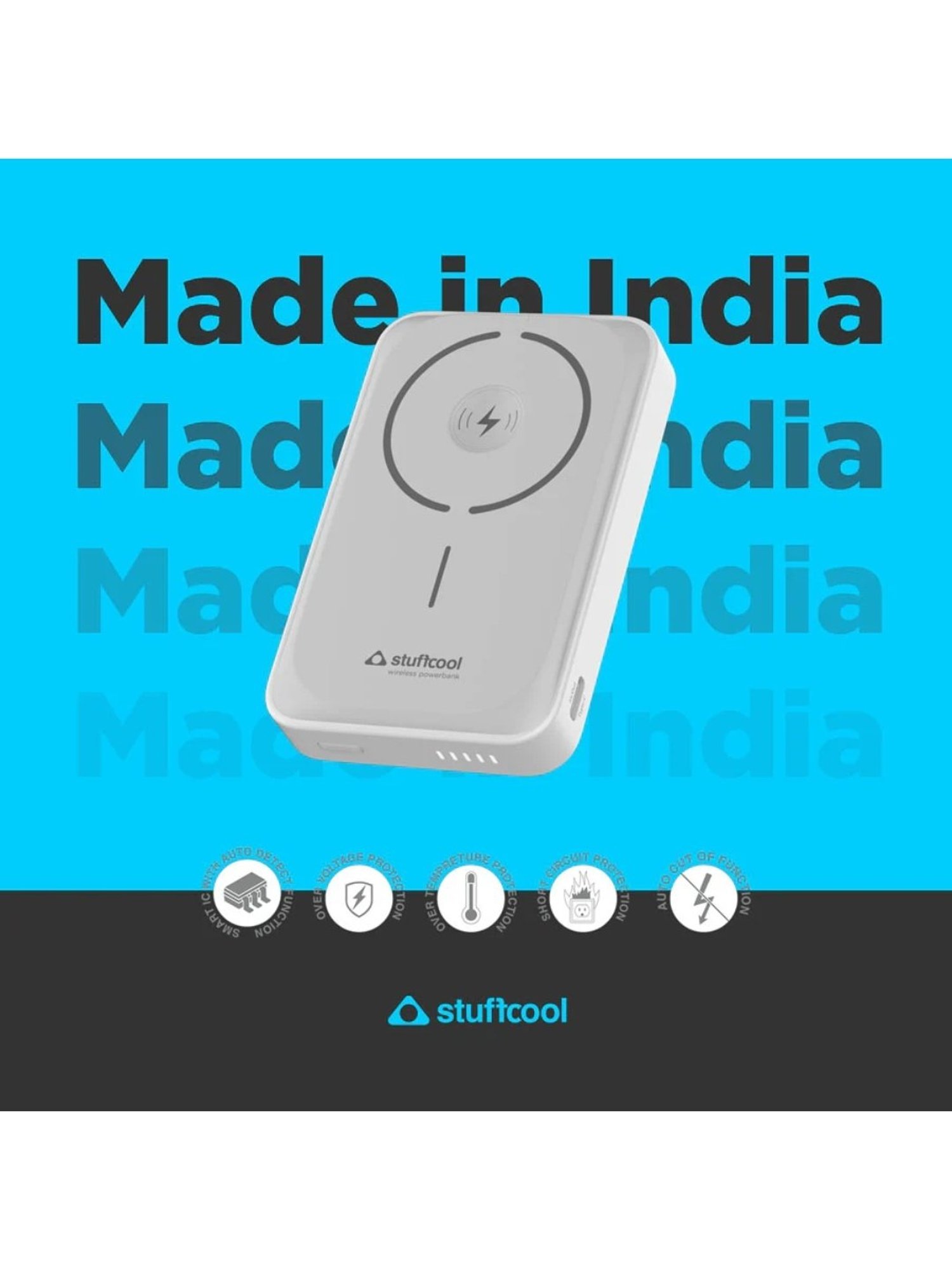 Stuffcool Duo 10000mAh Magnetic Wireless Powerbank (White)