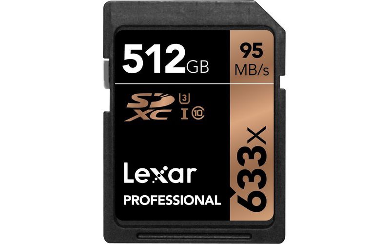 Lexar Professional 512 GB Class 10/UHS-I (U3) SDXC - 95 MB/s Read - 45 MB/s Write - 633x Memory Speed - Lifetime Warranty