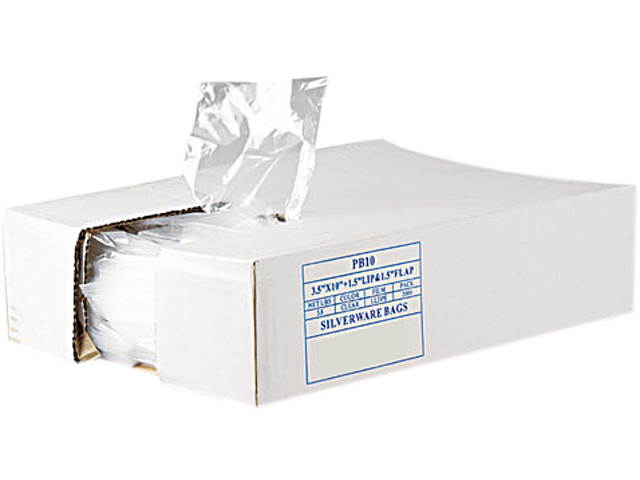 Inteplast Group PB10 Get Reddi Silverware Bags, 3 1/2 x 10 x 1 1/2, .7mil, Clear, 2000/Carton, 1 Carton
