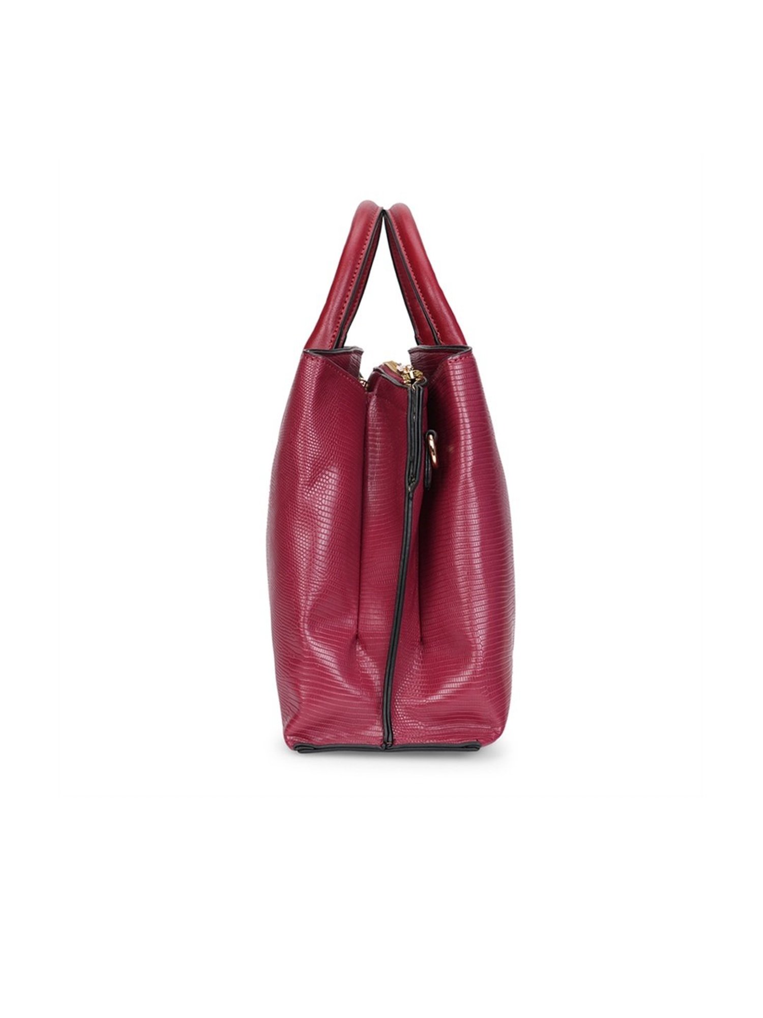 Lavie Liz Tallon Maroon Synthetic Textured Handbag