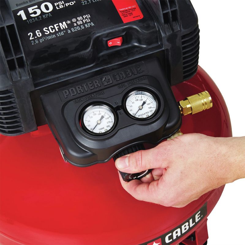 Porter-Cable C2002R 0.8 HP 6 Gallon Oil-Free Pancake Air Compressor