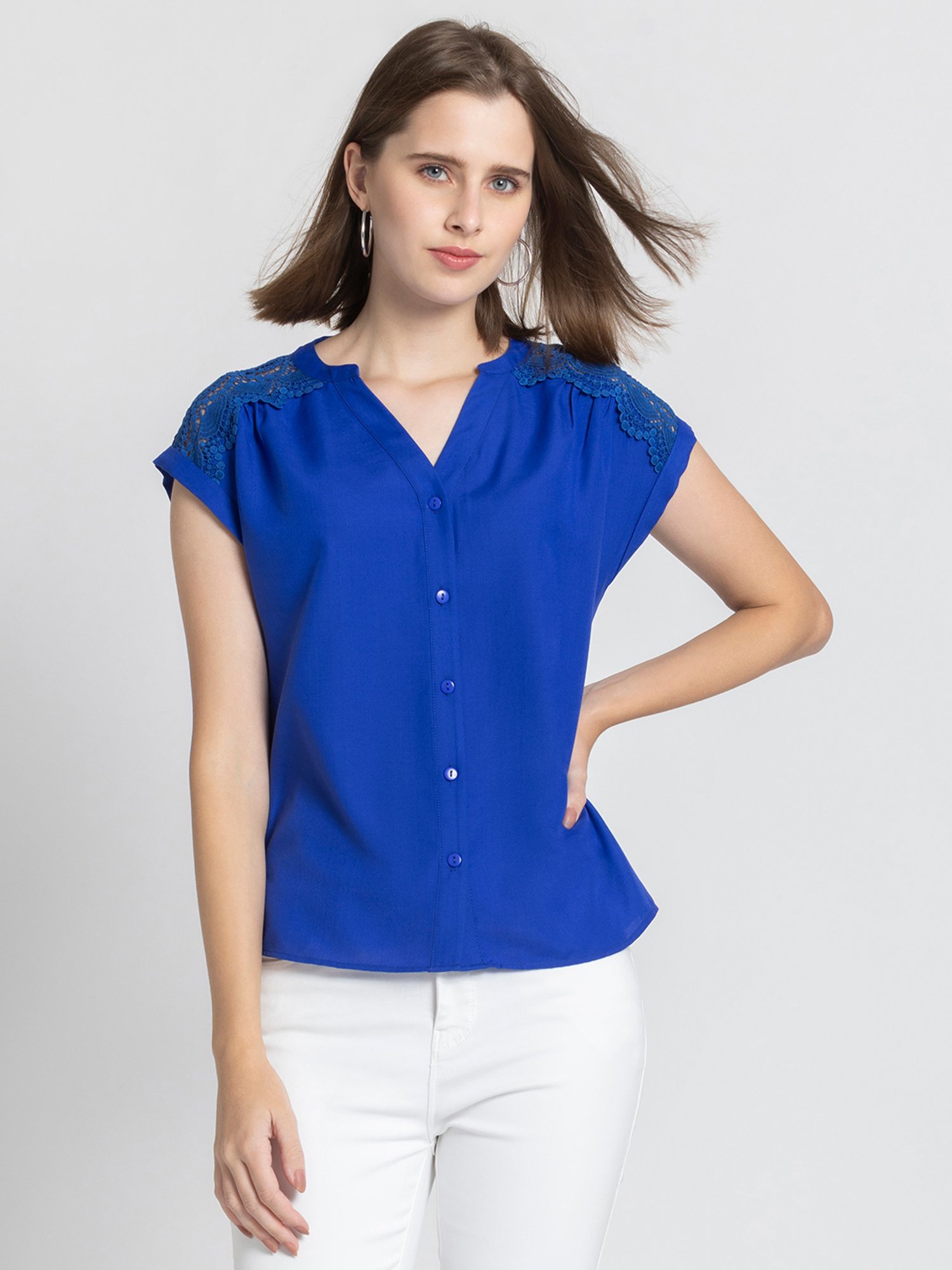 SHAYE Blue Regular Fit Top