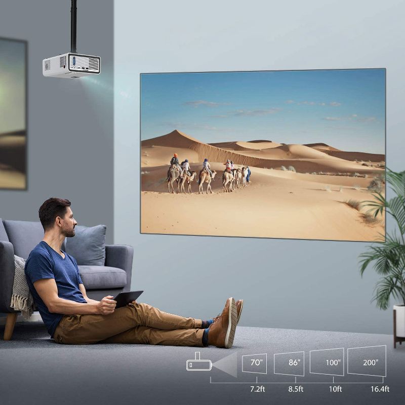 Yaber V3 Mini Bluetooth Projector 5500L Full HD 1080P and Zoom Supported Home & Outdoor Projector Portable LCD LED - White