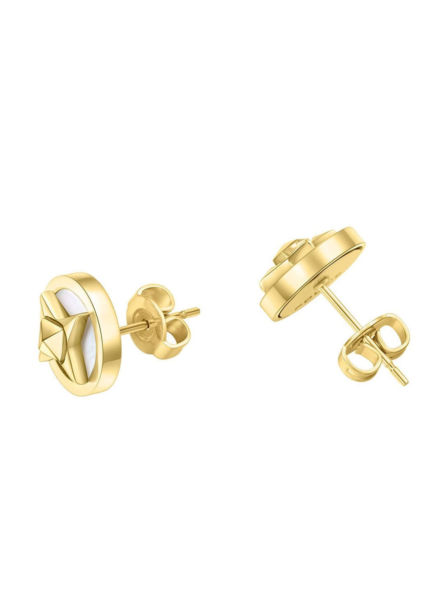 Police Lucky Star Golden Stud Earrings for Women