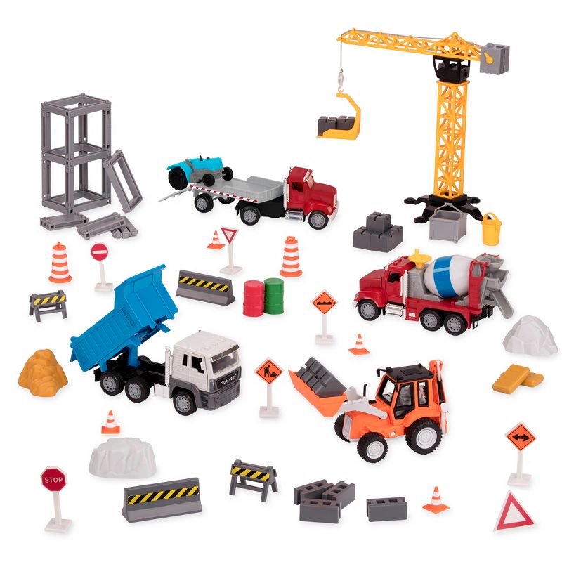 DRIVEN – Construction Playset with Toy Trucks and Crane (66pc) – Micro Series