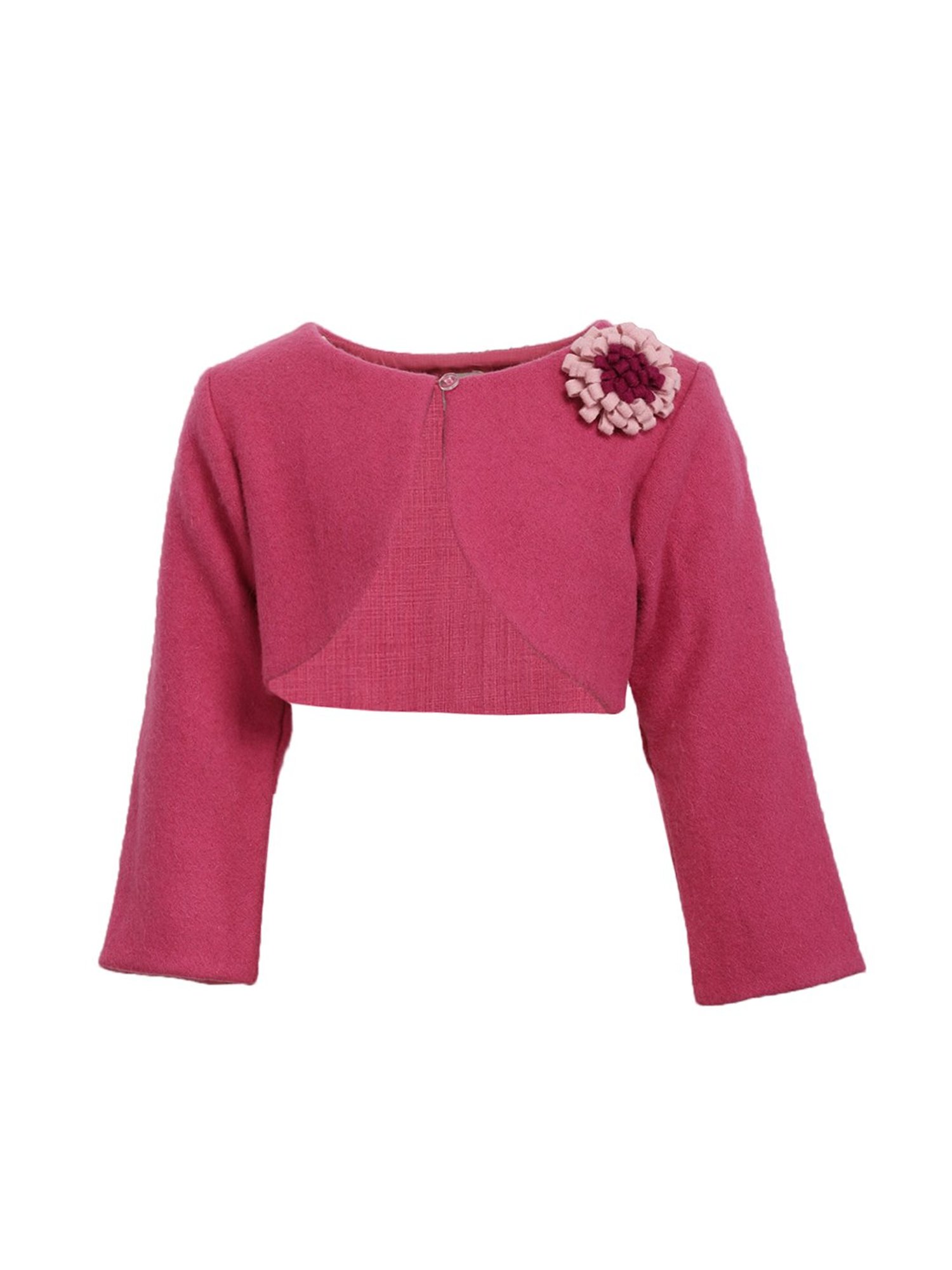 A Little Fable Kids Pink Applique Shrug