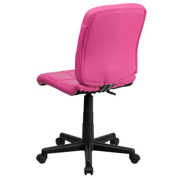 Mid-Back Pink Quilted Vinyl Swivel Task Chair