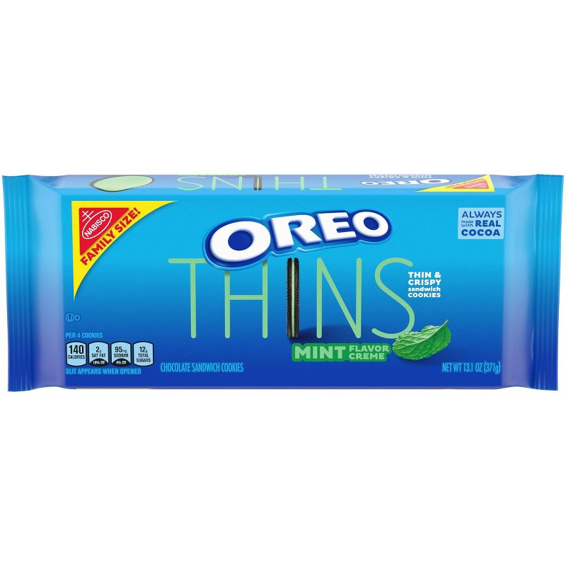 Oreo Thins Mint Flavor Creme Chocolate Sandwich Cookies - 13.1oz