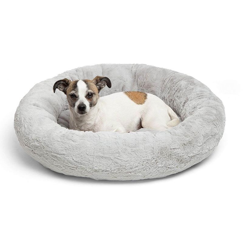 Best Friends by Sheri Orthopedic Relief Donut Cuddler Dog Bed in Gray Lux Fur