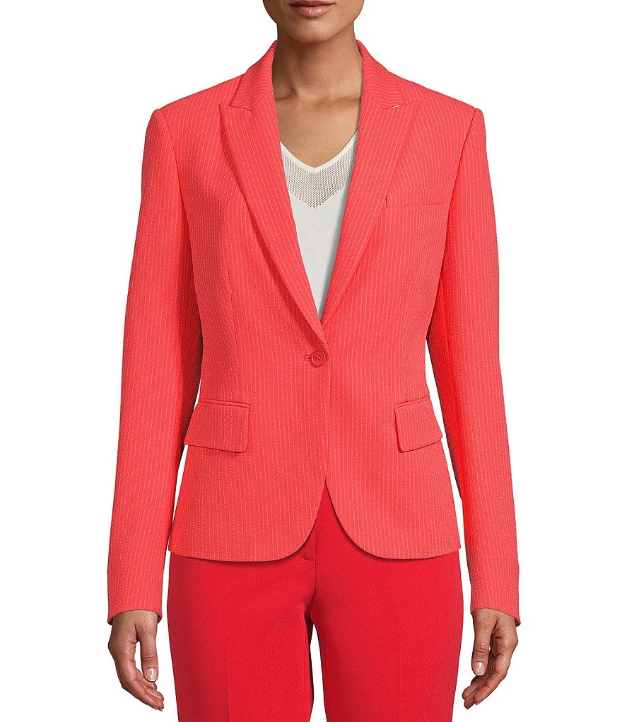 Kasper Glen Plaid Notch Lapel Two Button Front Pocket Jacket