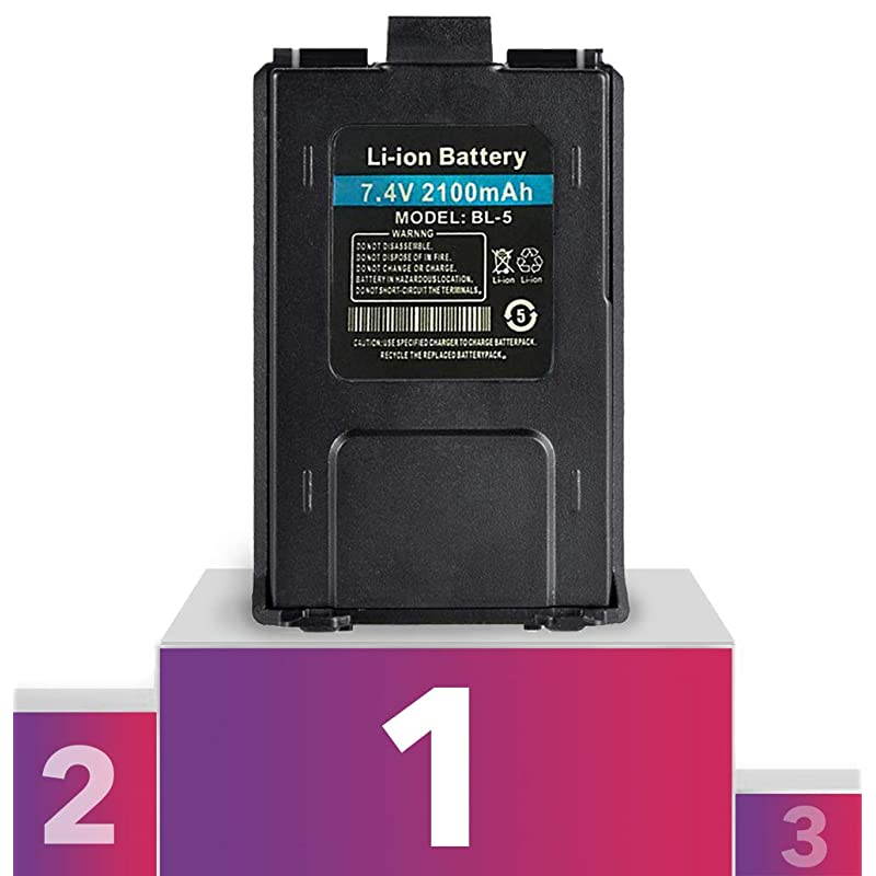 Baofeng Battery BL5 Li ion 74V 2100mAh for TwoWay HAM Radio UV5R v2+ BFF8HP Rechargeable Extended Batteries Accessories and Parts for radios by  Radio USA Warranty