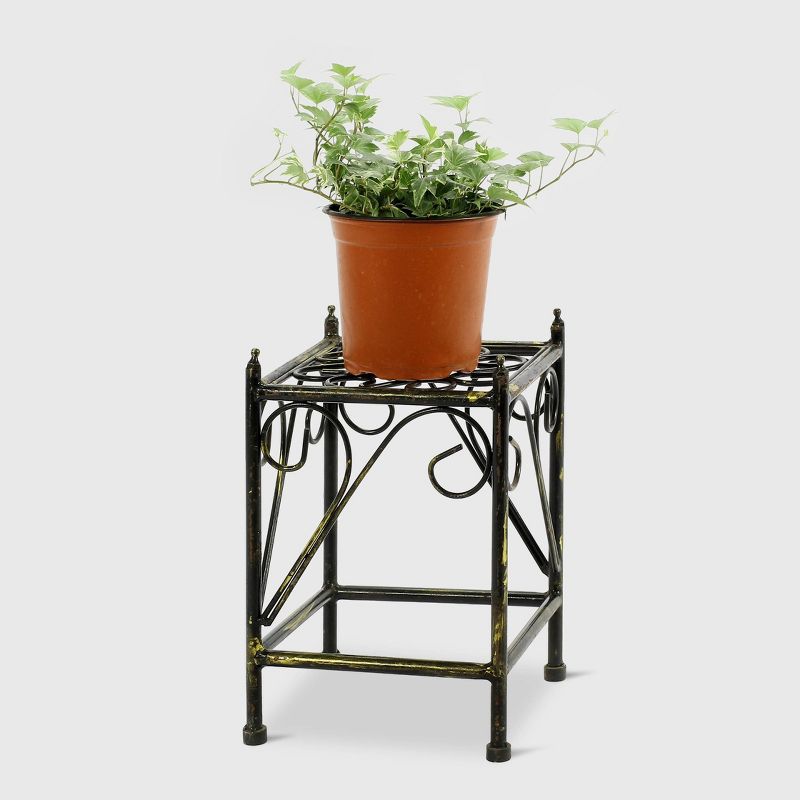 Small Square Iron Plant Stand Black/Gold - Ore International