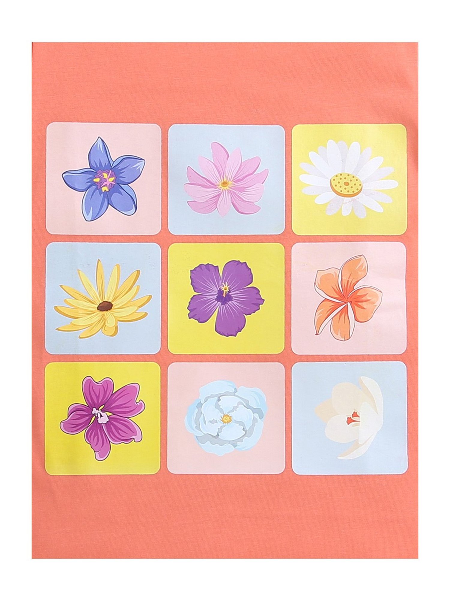 Bumzee Kids Peach Floral Print T-Shirt