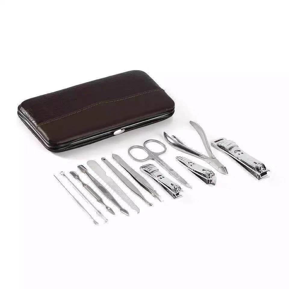 12PCS Pedicure / Manicure Set Nail Clippers Cleaner Cuticle Grooming Kit Case