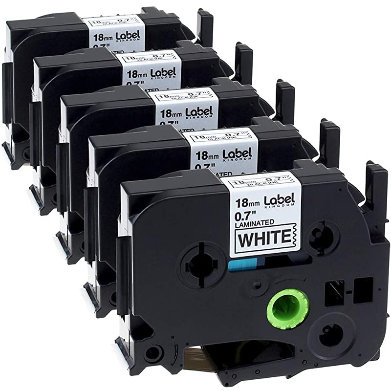 Compatible Tape Replacement for 34 Inch TZe241 TZ241 Tape Compatible with Brother PTouch PTD400 PTD600 PTD400AD PTP710BT 18mm 07 TZ TZe Tape Black on White 5Pack