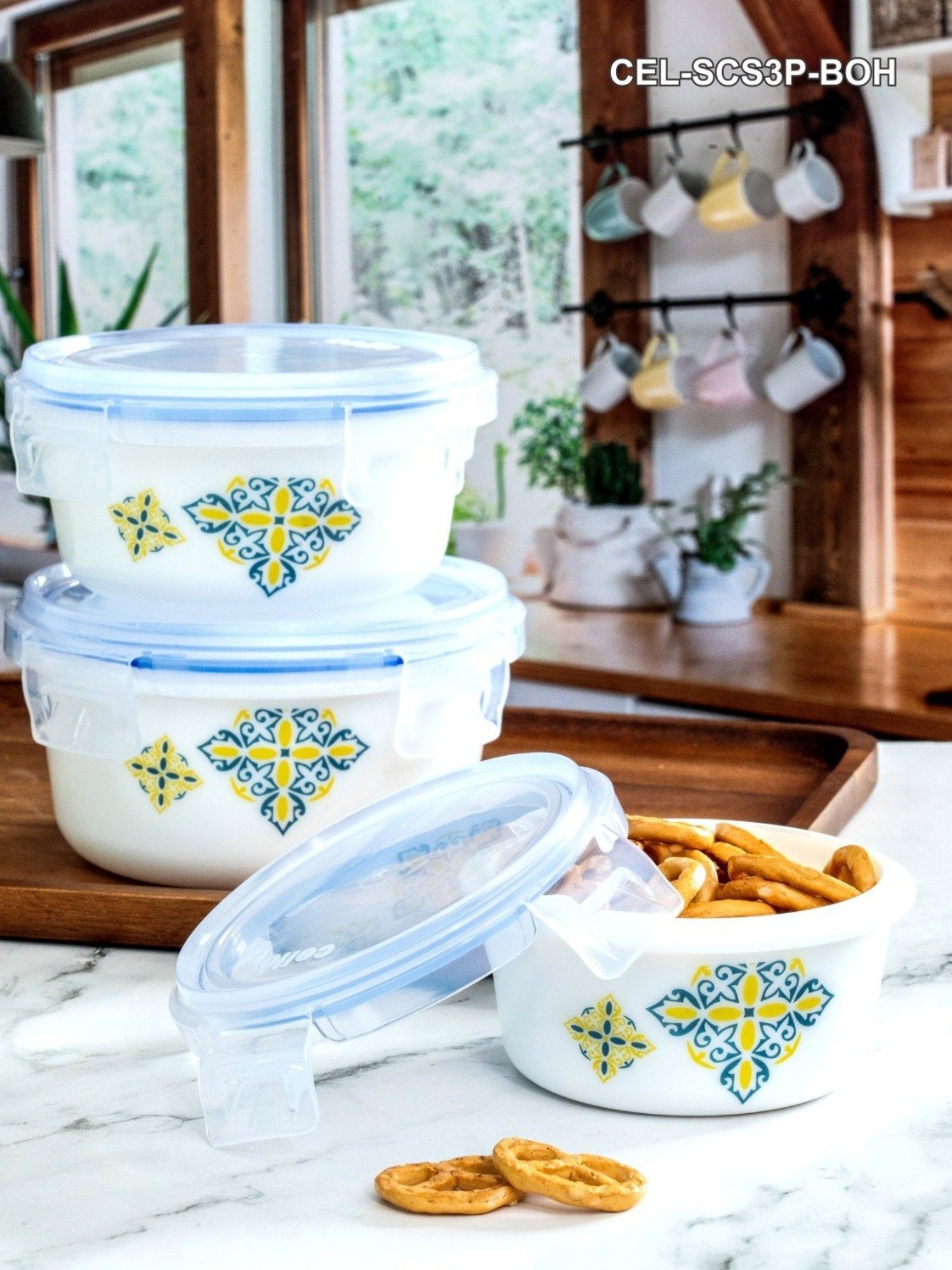 Cello White Opalware Storage Container - Set of 3