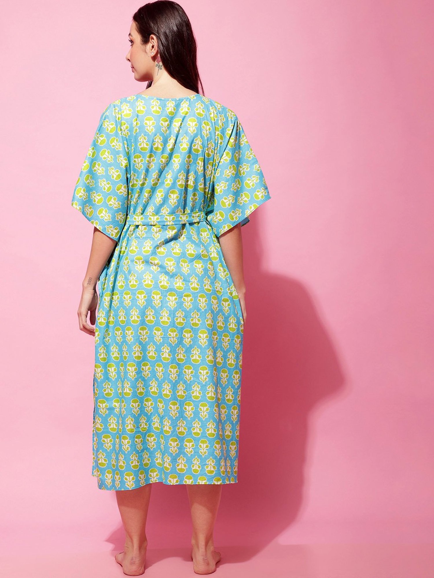 Secret Wish Sky Blue Printed Maternity Night Dress