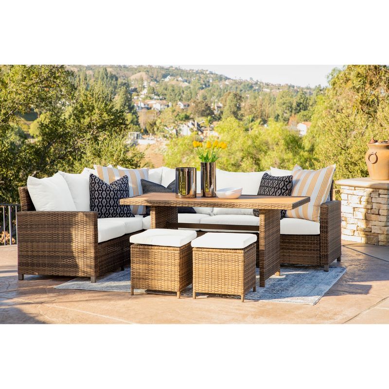 Milano 5pc Outdoor Wicker Sofa Dining Set - Brown - Coaster