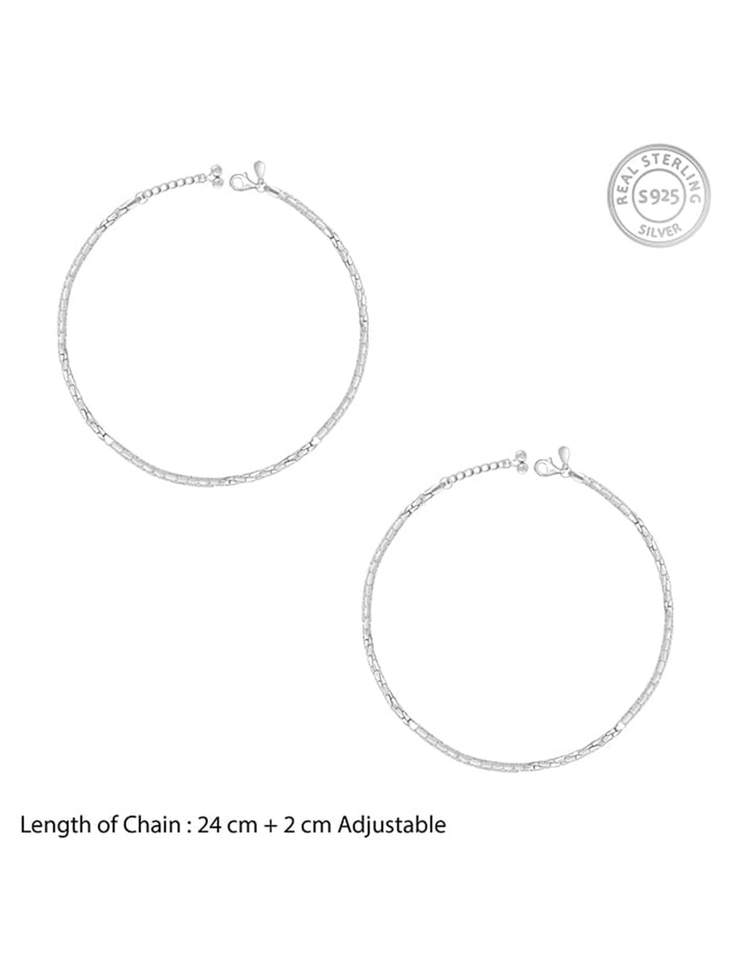 GIVA 92.5 Sterling Silver Sparkling Light Single Anklet