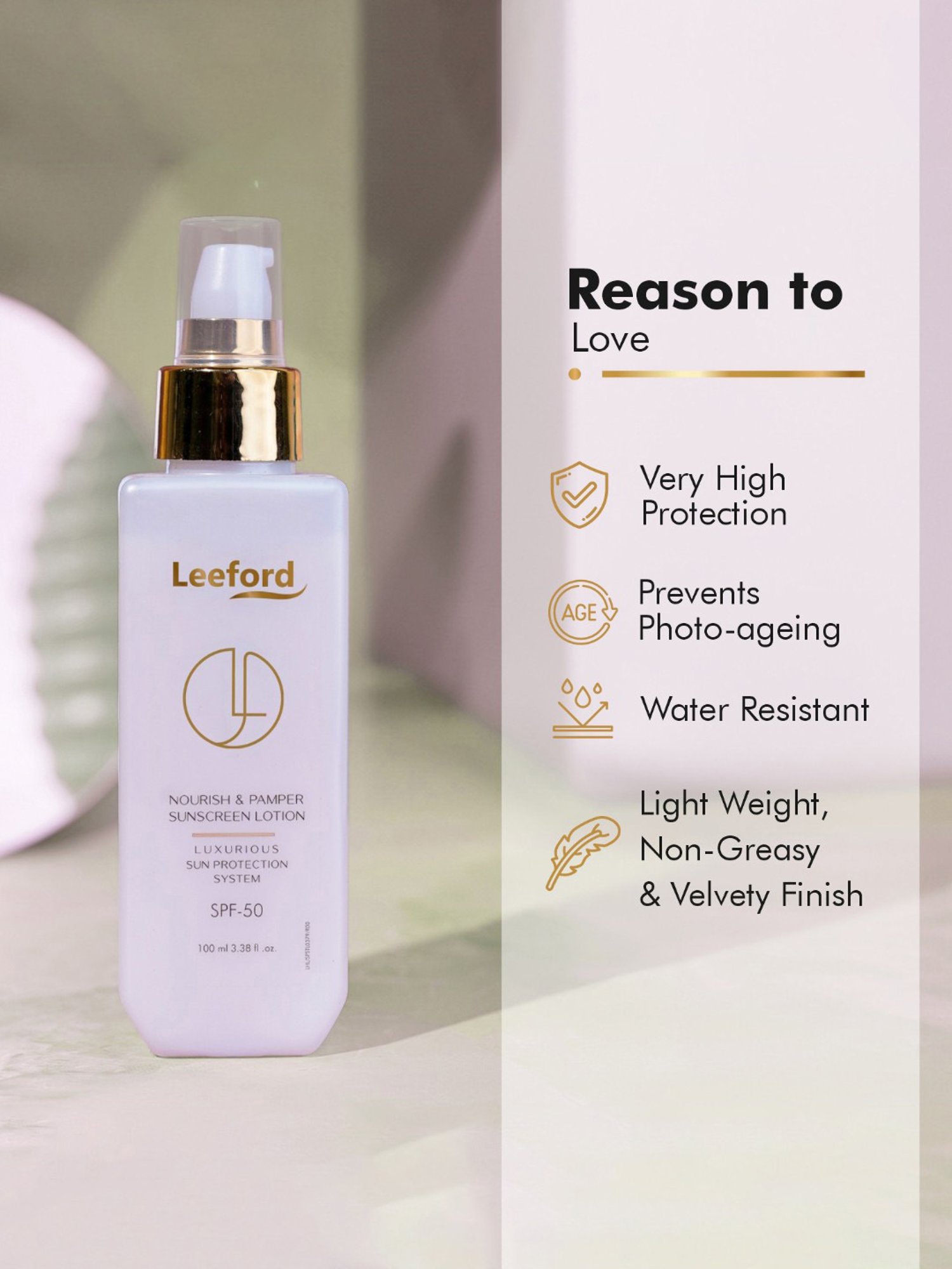 Leeford Nourish & Pamper Sunscreen Lotion SPF-50 - 100 ml