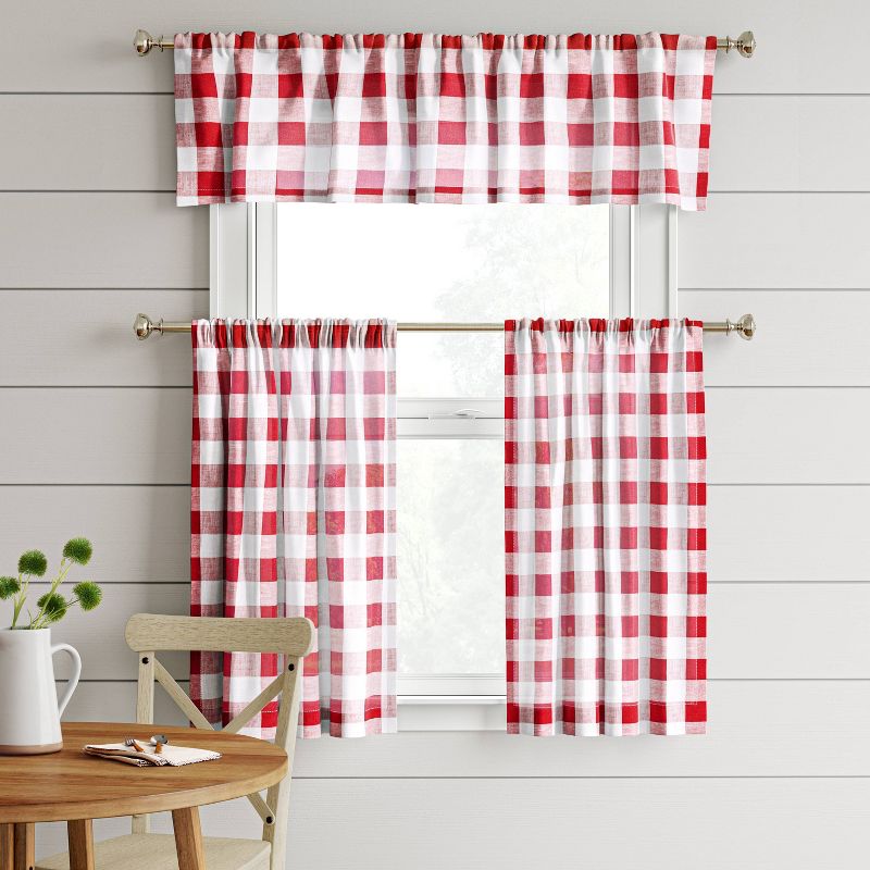 Set of 2 36"x42" Floral Curtain Tiers White/Beige - Threshold™