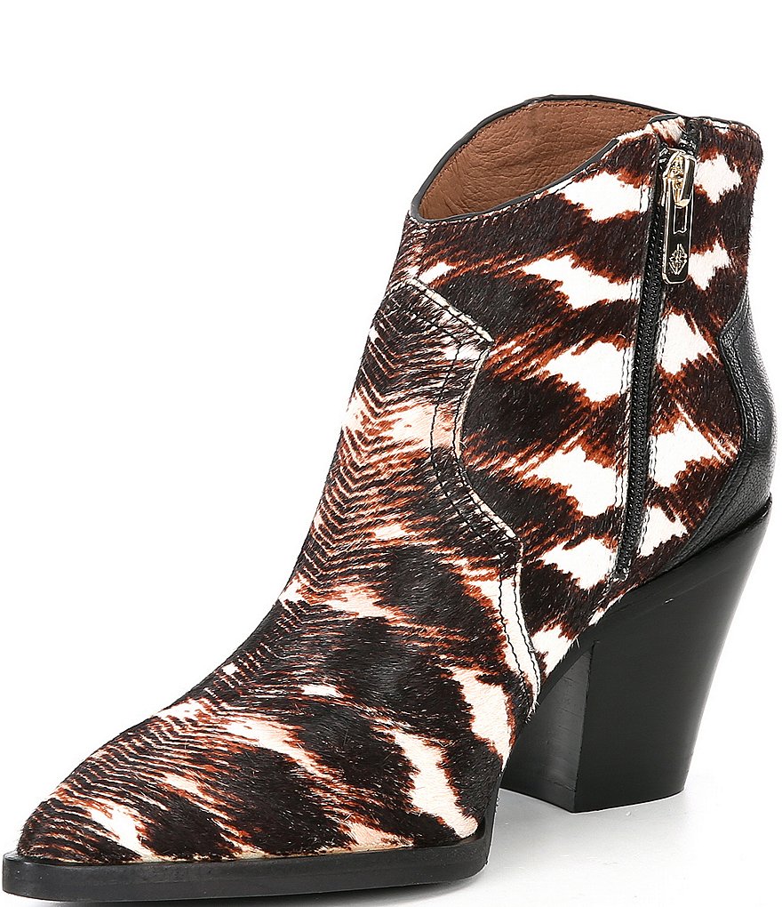 Antonio Melani Paytton Printed Haircalf Block Heel Western Booties