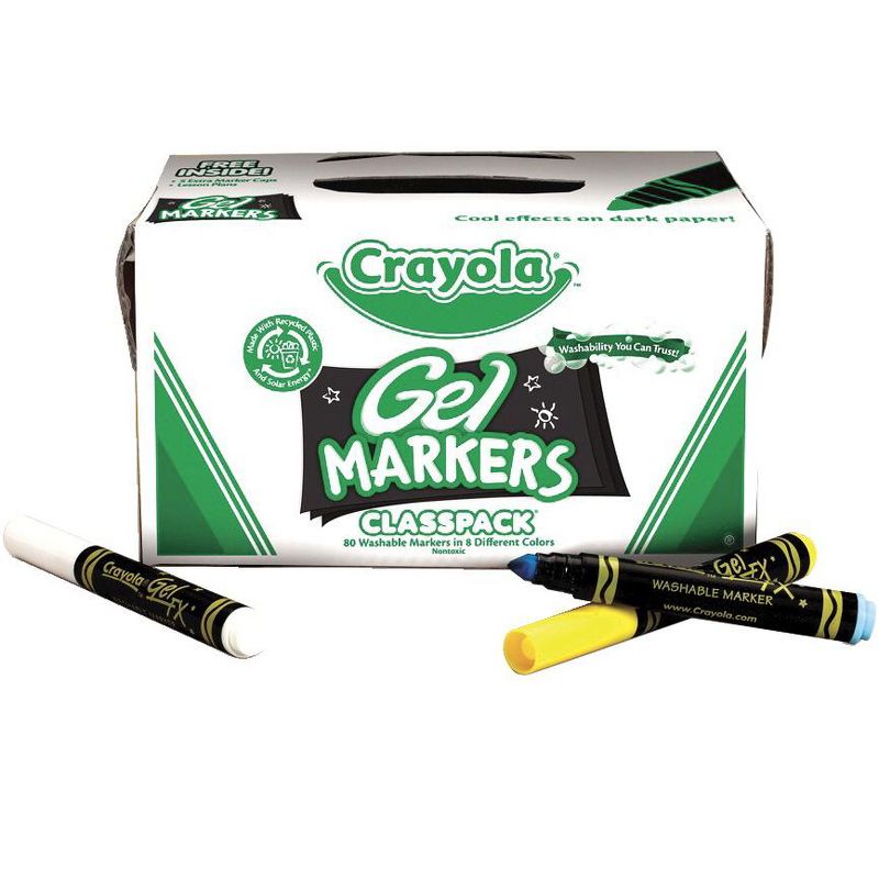 Crayola Washable Gel Marker Classpack, Conical Tip, 8 Assorted Colors, set of 80
