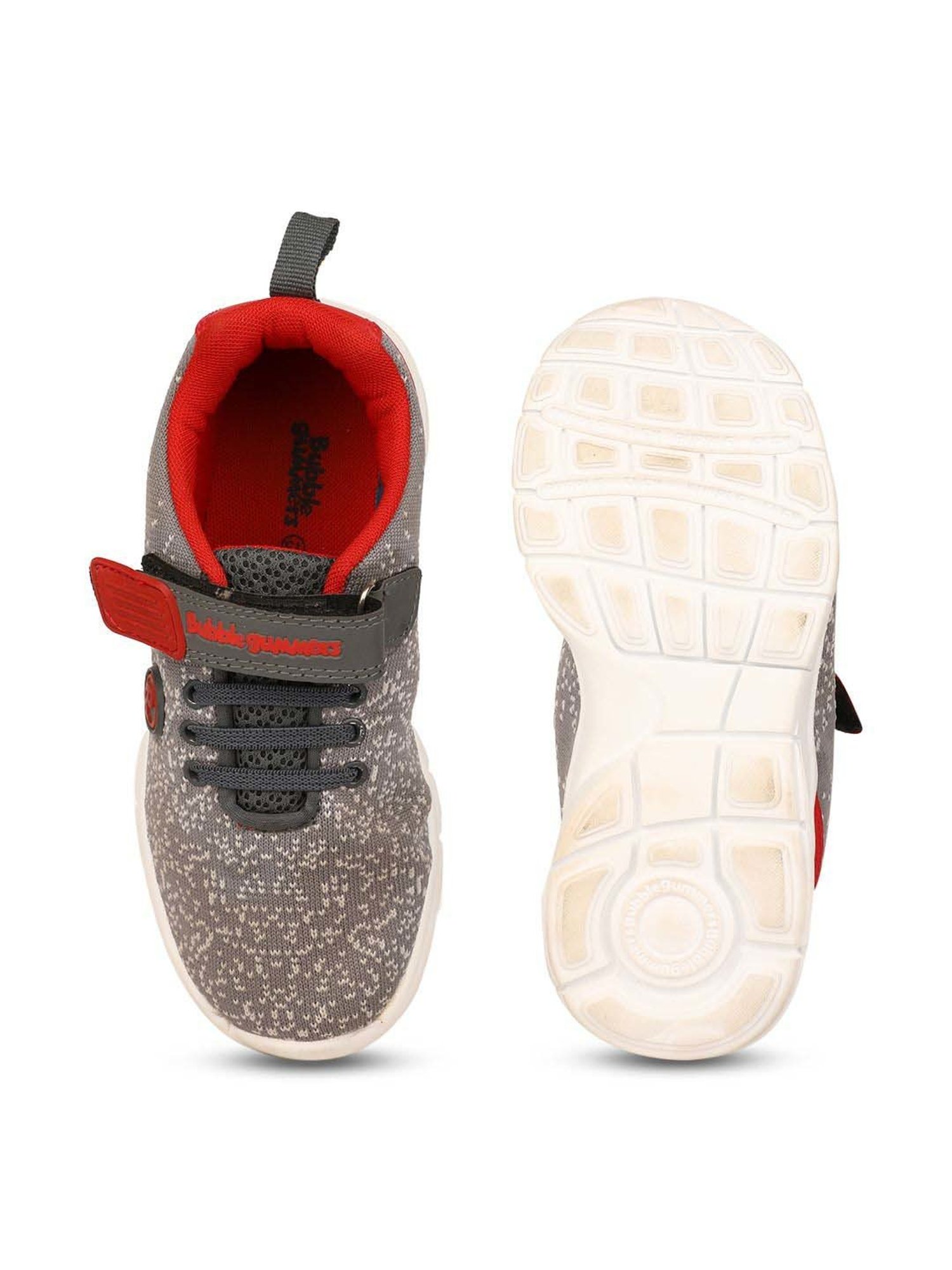 Bubblegummers by Bata Kids Grey & Red Velcro Shoes