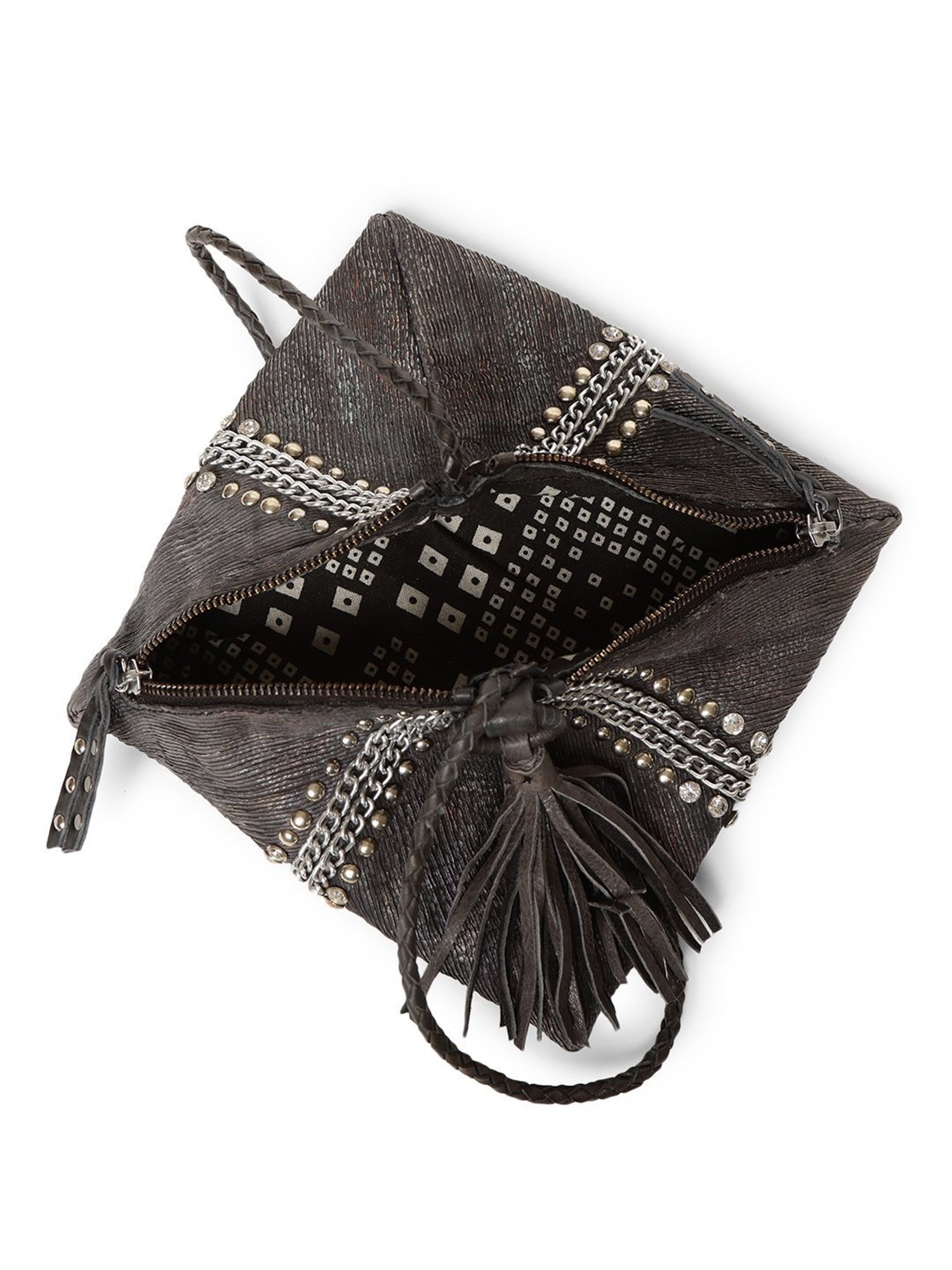 Art N Vintage Silvia Black Leather Textured Small Potli