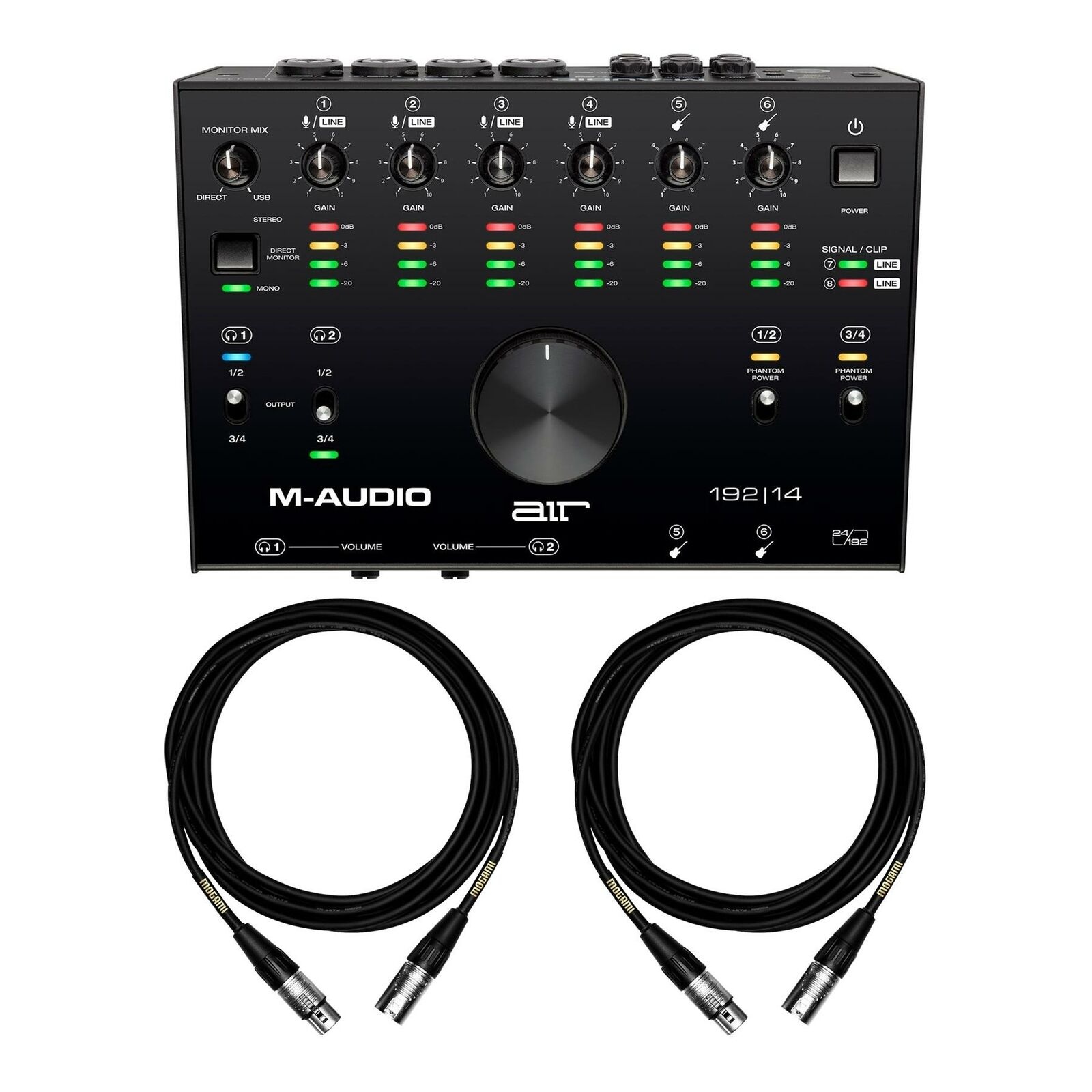 M-Audio Air 192|14 USB Interface Bundle with 2 15-foot Mogami XLR Cables