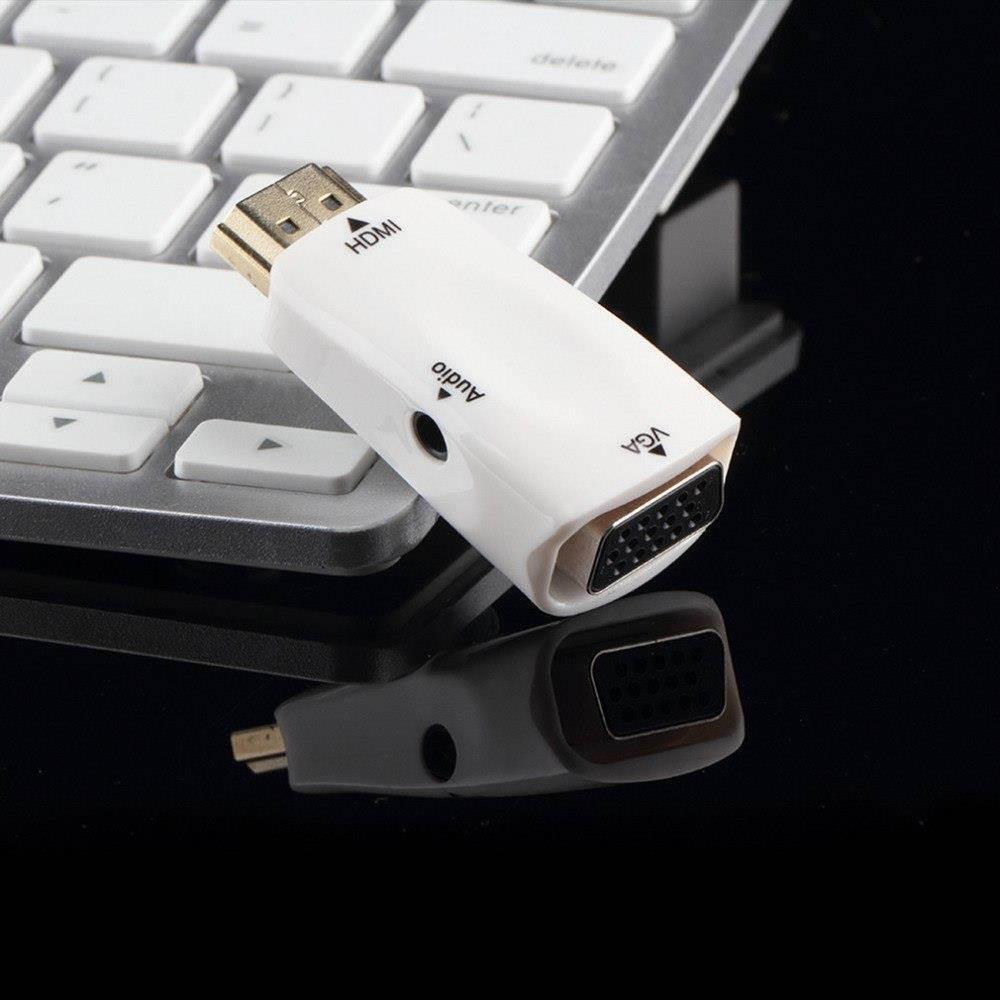 HDMI Male To VGA Female Converter Box Adapter With Audio Cable For PC HDTV PromotionHot  Arrival