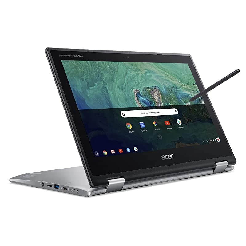 Chromebook Spin 11 Convertible Laptop, Intel Celeron N3350, 11.6" HD Touch Display, 4GB DDR4, 32GB eMMC, 802.11ac WiFi, Wacom EMR Pen, Sleeve, CP311-1HN-C2DV