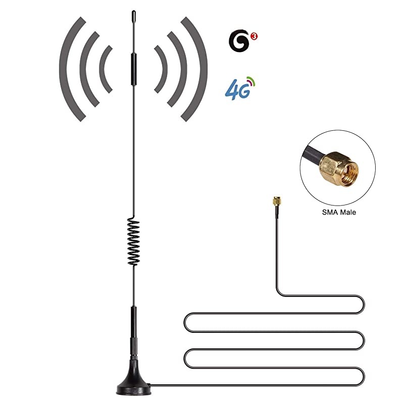 12dBi High Gain Omni-Directional SMA Male Antenna, 700MHz-2700MHz Wide Band 2.4GHz WCDMA 3G 4G LTE GSM Magnentic Antenna with 10ft Cable