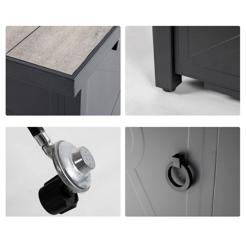 42" Rectangle Steel Fire Pit Table Black - Nuu Garden