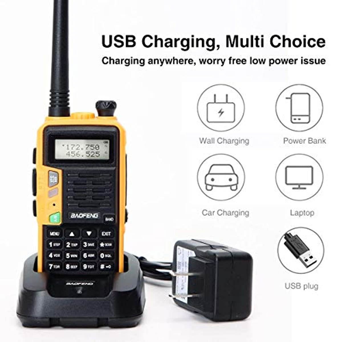 BaoFeng UV-S9 Plus High Power 2200mAh Large Battery Tri-Power Portable Two-Way Radio with 15.1Inch 771 Antenna (OrangeAntenna)