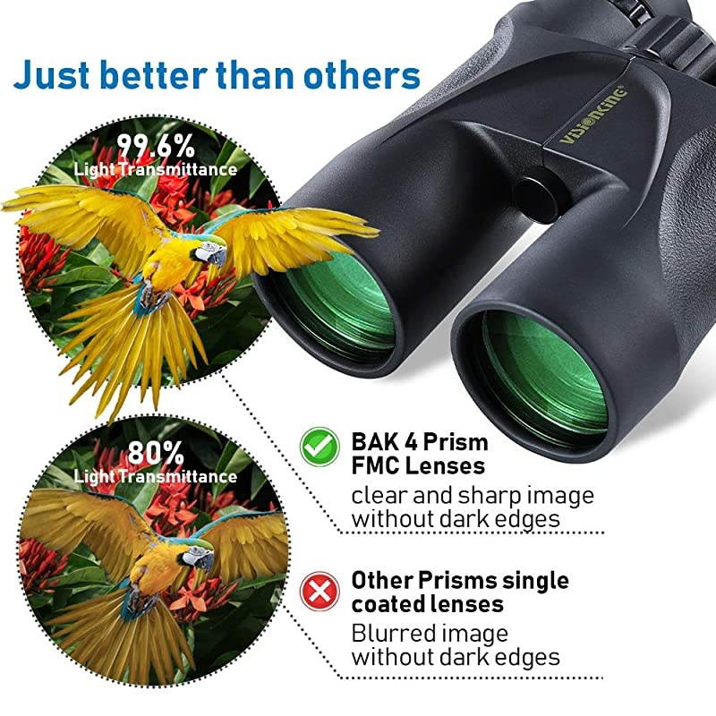 Binoculars for Adults, HD Professional IPX7 Waterproof Durable & Clear BAK4 Prism FMC Lenses Night Vision Binoculars for Hunting, Travel, Wildlife, Outdoor Hiking
