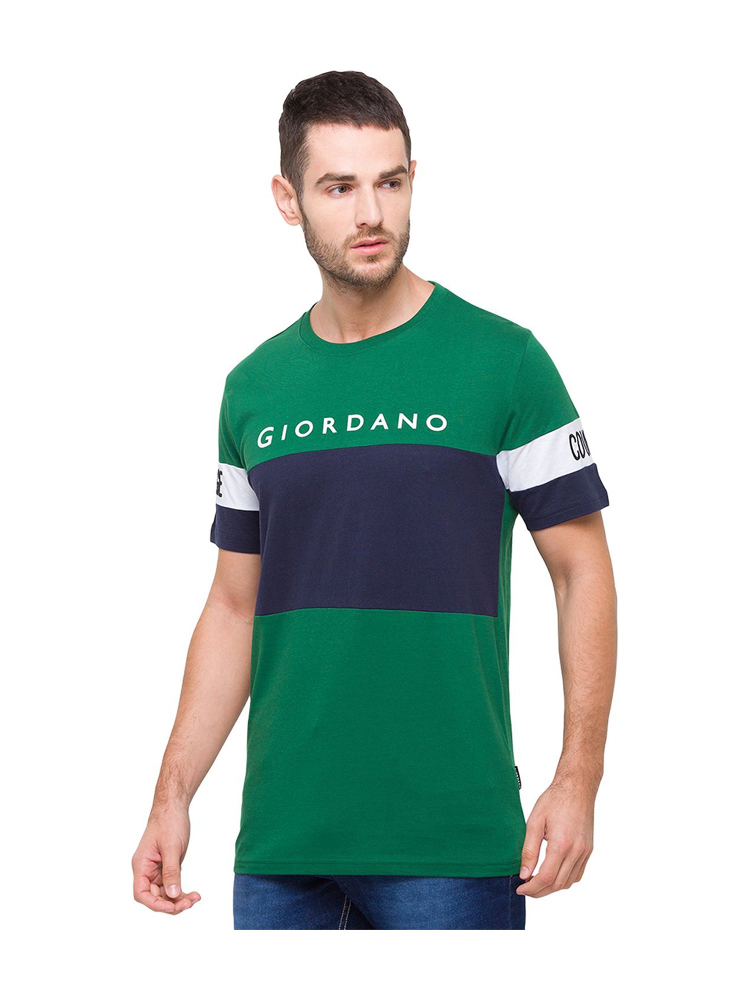 Giordano Green Round Neck Printed T-Shirt