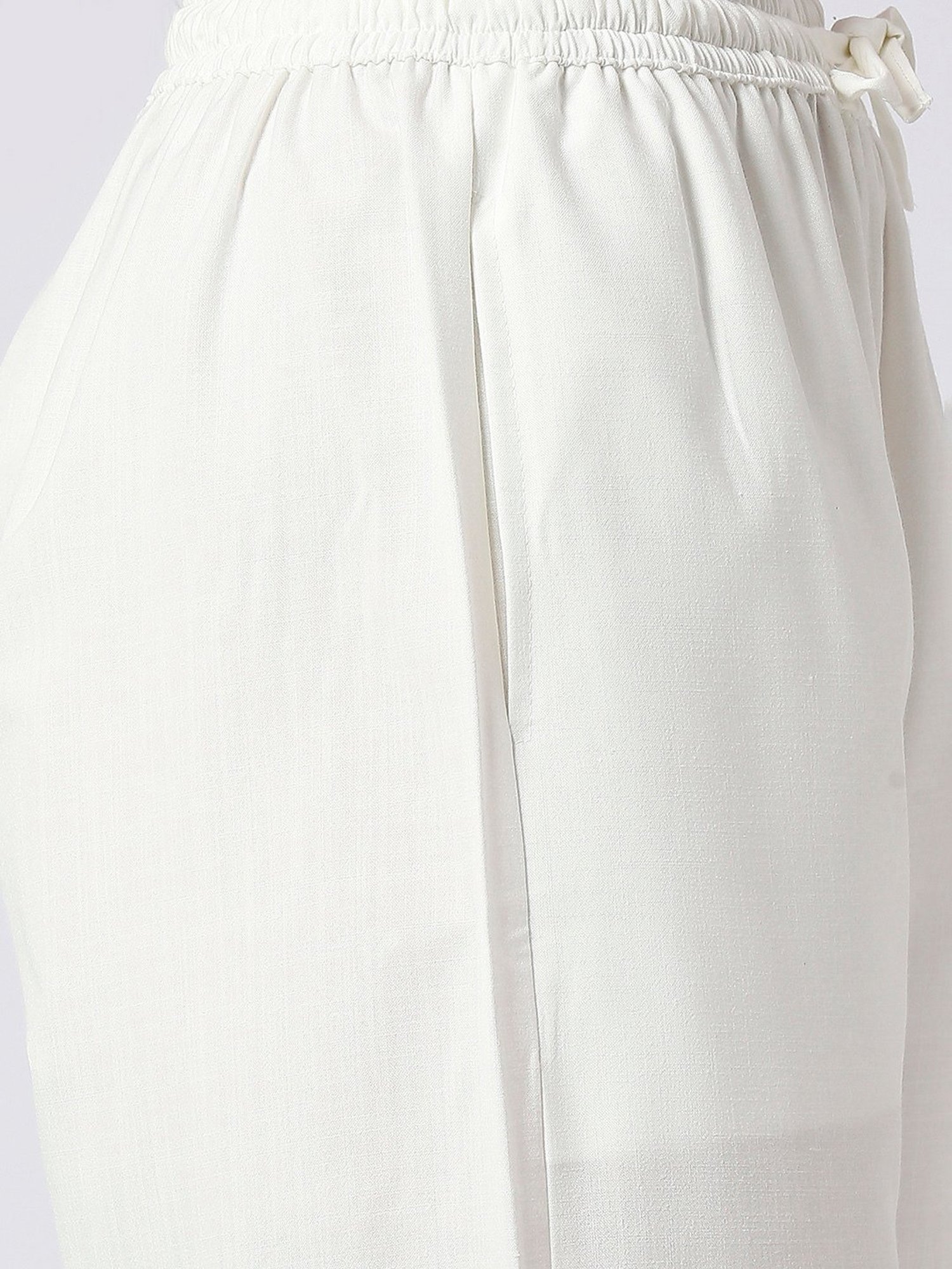 FITHUB White Straight Fit High Rise Palazzos