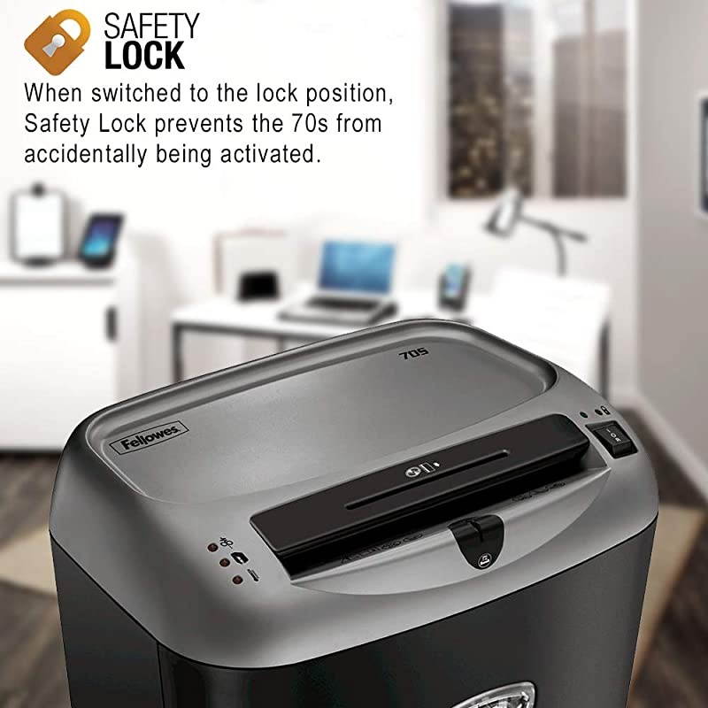 Powershred 70S 14-Sheet Strip-Cut Paper and Credit Card Shredder with SafetyLock (4671001),Black/gray