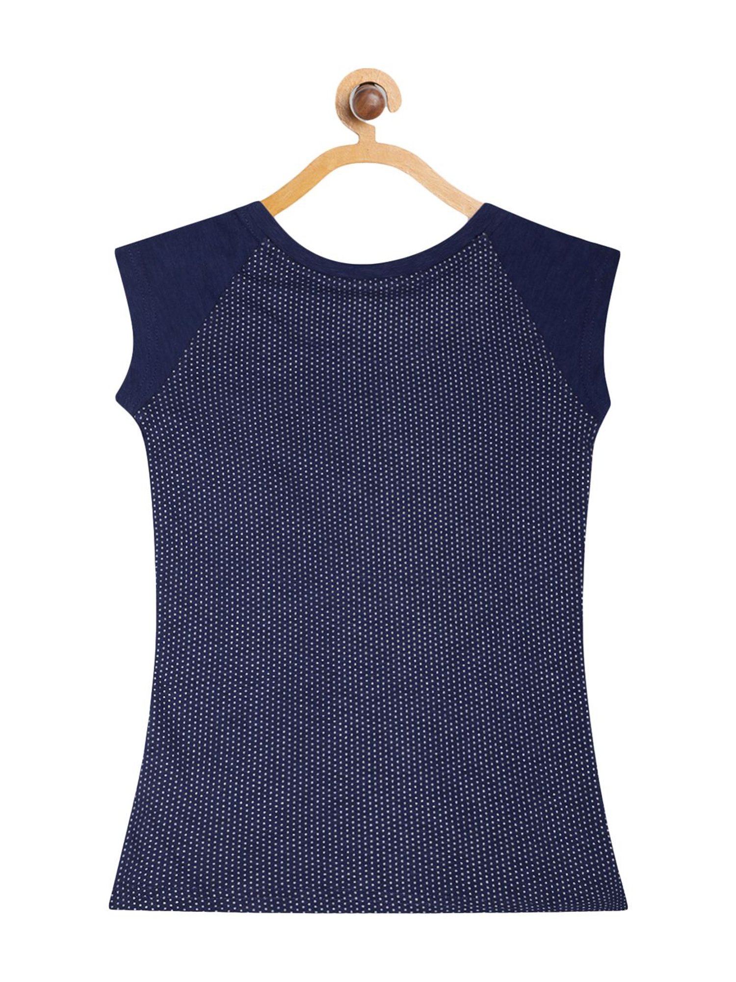 Elle Kids Navy Cotton Printed Top